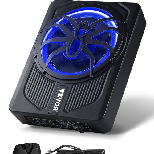 【DealsForYouDays】VEVOR 10" 440W Underseat Car Subwoofer,Slim Powered Car Subwoofers with Blue Ambient LightLow Profile Audio Sub Under the Seat with Built-in AmplifierRemote Controller for SUVsCarTruckRV, Cars, Vehicle Accessories