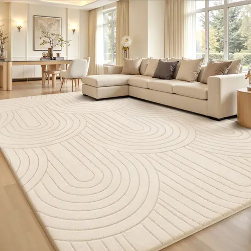 FAMVAL Pet Friendly Fluffy Area Rug, Soft Thick Modern Geometric Tree Ring Jacquard Carpet for Living Room Bedroom Dorm Kids Room summerwins