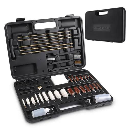 #fathersdaygift Swiss+Tech Universal Gun Cleaning Kit, Metal Brushes Gun Cleaning Tool Set for Pistols Hunting Handgun Shot Guns Rifle with Travel Size Portable Case