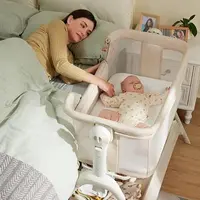 HARPPA 3-in-1 Cuddly Rocking Bassinet - Baby Furniture, Height Adjustable Cribs, Bedside Cot, Toddler Bed, Metal Frame, Storage Design, Sway Function, Mattress Cover (No Sheet),summerwins