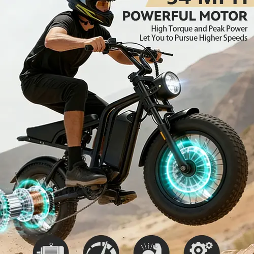 Hieha Adults' 1500W Commuter Ebike - 48V 15.6Ah Battery, 34MPH Speed, 20" Fat Tire All-Terrain Ebikes, Fast Charging, LCD Display, Lightweight Frame, Ideal for Off-Road Rides & Daily Commuting #fathersdaygift,father'sdaygifts