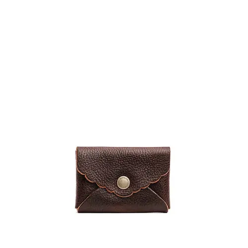 Portland Leather Mini Daisy Wallet - Compact Daily Storage - Leather Wallet, Small Profile, Card Holder Embroidered Coin Pocket