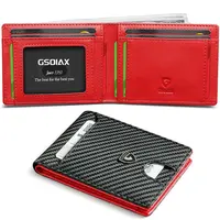 GSOIAX Slim Wallet for Men Rfid Blocking Leather Bifold Front Pocket Carbon Fiber Men's Money Clips Credit Card Holder With Gift Box