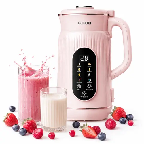 GDOR 42oz 9-in-1 Nut Milk Maker, Automatic Almond Oat Soy Milk Machine with Fruit Vegetable Juicer, Smoothie Maker, 12-Hour Delay Timer, Large Touch Screen, Keep Warm, Boil Water, Self-Cleaning for Home Kitchen