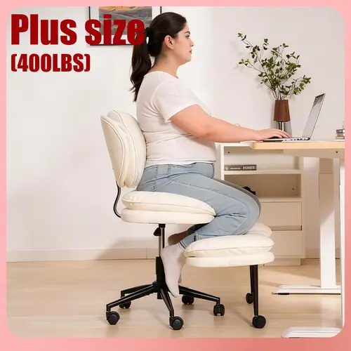 【Plus Size】HOMRELEXA Oversized Ergonomic Cross Legged Swivel Chair, Adjustable Height and PU Leather, corduroy materials, Meditation Chair with Back Support, Kneeling chair, meditation chair Home and Office Sit Stand Desk Computer Desk summerwins