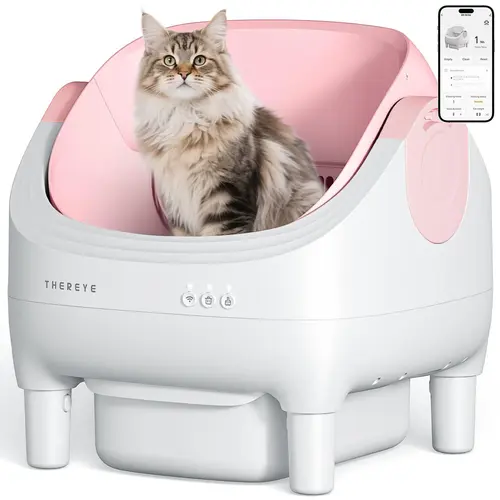 Thereye Open-Top Self-Cleaning Cat Litter Box with App Control Wifi Odor-Free Waste Disposal Includes Trash Bags 10L Capacity  for kittens weighing from 3 to 30 pounds.#SummerVibes #petlovers