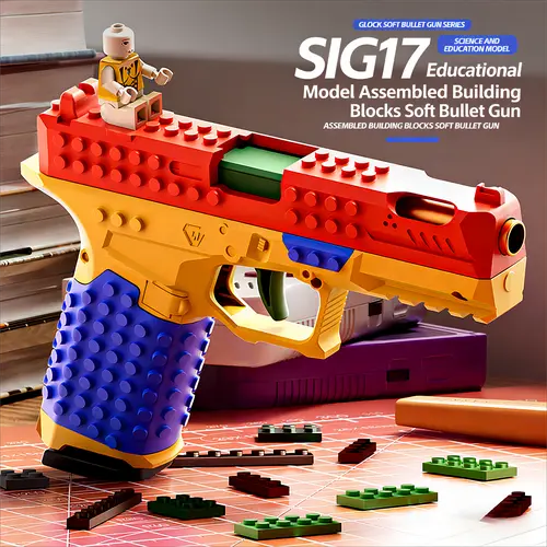 Deals For You Days! Assemble & Play! SIG17 Foam Dart Blaster Building Blocks Toy | DIY Foam Blaster with 20 Soft Darts Outdoor Team Battle Shooting Game for Kids, Teens & Adults