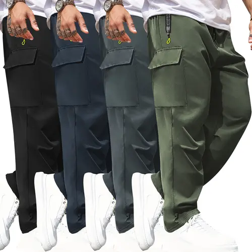 Men's Cargo Pants (4PCS) - Stylish Functional Zippered Pockets, Menswear Activewear Athletic Sportswear Clothes, TikTok Shop Trending Casual Daily Essential for Work Outfits, Camouflage,father'sdaygifts