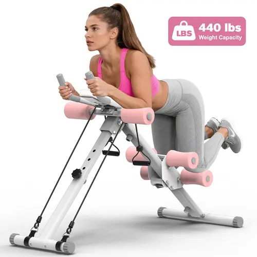 RELIFESPORTS Ab Trainer, Foldable Steel Frame Home Gym Equipment, Adjustable with 5 Heights & 2 Inclines, LCD Monitor, 440 LBS Capacity, Abdominal Training Equipment
