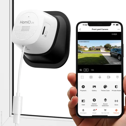 HomiQ Life Window Security Camera 3MP 2K, Indoor WiFi Cameras 2.4GHz/5GHz with Adjustable Angle Tilt , Motion & Person Detection with Auto-Focus , Easy Installation, 24/7 Recording Works with Alexa & Google Home