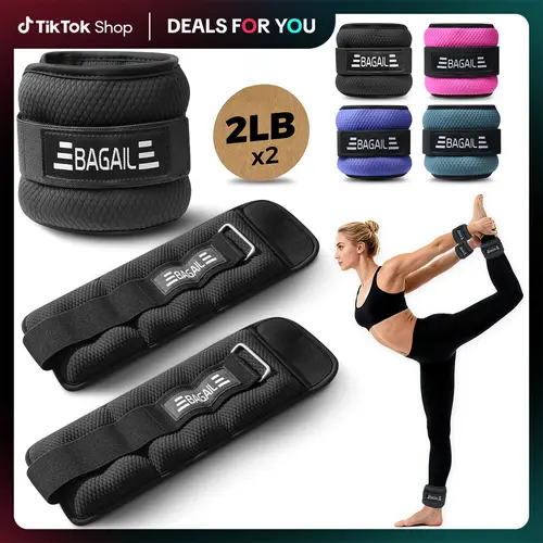 【Summer Wins】BAGAIL Ankle and Wrist Weights for Women & Men, 1 Pair 1/2/4/6/8/10 LBS Leg Weight with Sleek Design & Secure Fit, Arm Weighted Set for Walking, Running, Home Fitness & Physical Therapy outdoorfun Workout Band