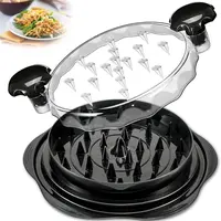 summerwins Twist Chicken Shredder Tool - Visible Chicken Breast Grinder, Anti-Skid Base Kitchen Utensils with Lid for Barbecue, Ground Food, Meat & Vegetables (Elegant Black)