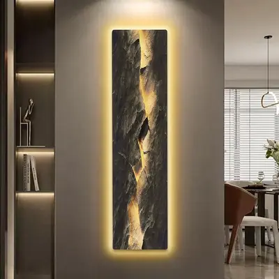 Homary Modern Abstract Textured Wall Art - USB-Powered Lightweight Engineered Wood Wall Art, Indoor Home Decoration for Living Room, Entryway Decor