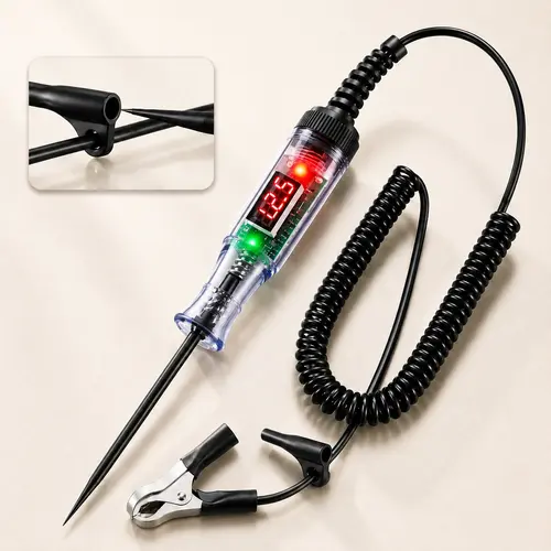 Automotive Test Light with 3-48V LED Digital Voltage Display, Auto Circuit Tester with Voltmeter & Dual Color Polarity Indicate, Electric Test Pen w/Stainless Probe for Car/Truck/SUV Checker