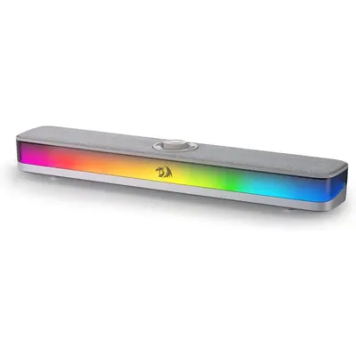 Redragon GS515 RGB 2.0 Channel Stereo Desktop Soundbar Audio, Bluetooth 5.3, Wired USB-C/USB Powered, Lights, Compatible with Tablet & Smartphone, Gray