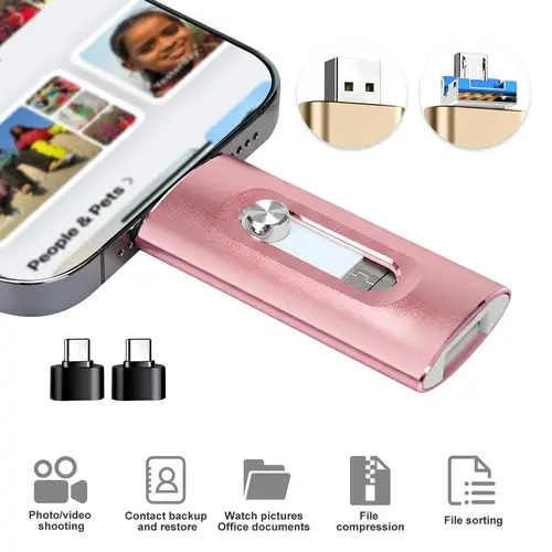 MFi Certified Flash Drive,High Speed Thumb USB 3.0,4 in1 USB Memory Stick Thumb Drive for iPhone/iPad/Android/PC, External Memory Photo Keeper Storage Stick#SummerWins #DealsForYouDays