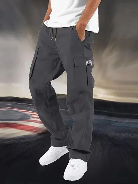 Men's Casual Fashion Work Pants with Multi-Pockets & Drawstring Waistband Straight-Leg Trousers for All-Season Wear Comfortable & Versatile Athletic Pants Ideal for Everyday Activities & Hiking Trips - Menswear, fathersdaygift