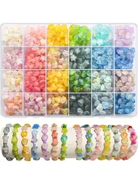 600-Piece Star & Heart Bead Kit, DIY Jewelry-Making Supplies with Pink and Blue Acrylic Bead Mix and Storage Box for Friendship Bracelets, Necklaces, Earrings, Keychain & Scrapbooking Making