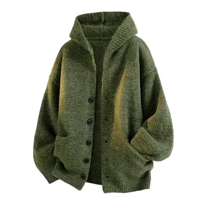 Autumn Winter New Cardigan Sweater, Vintage Casual Lazy Style V-Neck Knitwear, Men's Everyday Solid Color Jacket Loose Soft Comfortable Versatile, Autumn Winter Men's Hooded Sweater Cardigan Knitwear