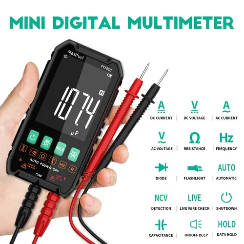 FY106 Lightweight Smart True RMS Digital Multimeter - 3999 Counts, Auto-Ranging, CAT III 600V, Professional Voltage Tester with Test Leads, Tools and Gadgets, Work Accessories, Mechanic Tools for Live Wires
