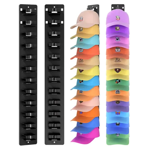 Hat Organizer for Baseball Caps 2Pack Wall Mount Hat Rack Holds up to 18 Hats Multilayer Display for Door Closet Cap Storage