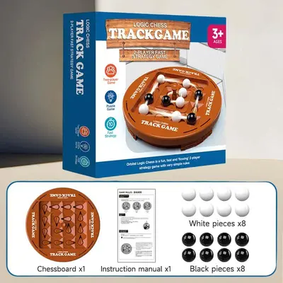 Logic Track Chess 2-Player Boardgame Set - Chessboard with Black Pieces, Instruction Manual, Brain Development Fast Strategy Educational Kids' Family Birthday Gift