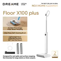【Super Brand Day】DREAME FloorX 100 Plus Cordless Electric Mop with 2 Bonus Roller Brushes, 45min Runtime, Lightweight 5.1 lbs, Dual-Tank Design, Self-Cleaning Brush