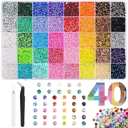40000Pcs  Jelly Synthetic Rhinestones for Bedazzling, 3mm Multicolor Resin Flatback Synthetic Gems for Diamond Art, Bedazzler Kit for Crafting Book Shoes Nail Art