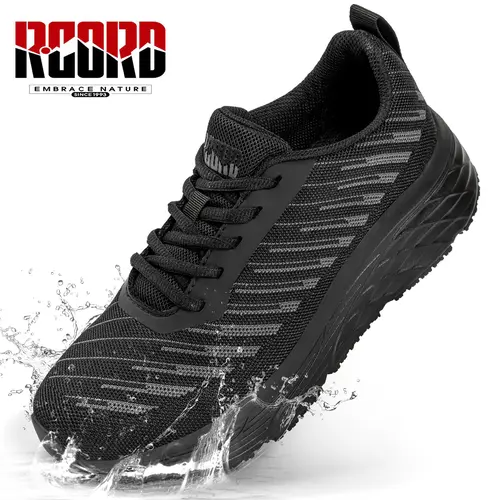 R CORD Unisex Slip & Oil Resistant Work Shoes Black Waterproof Non-Slip Arch Support Comfortable ESD Safety Features for Chefs Nurses Waitresses