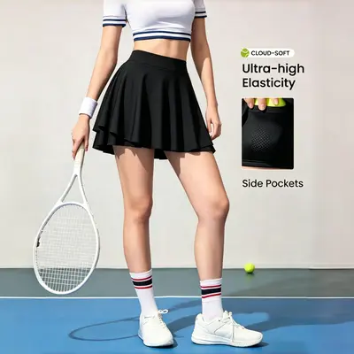 TCVC High Waist White Tennis Skirt Pants, 2 In 1 Anti-Flashing Golf/Badminton/Fitness Shorts Skirt With Pockets, Summer Sports Skirt Leggings For Yoga, Outdoor Running, New Women Clothing