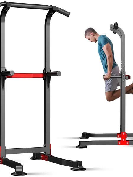 Power Tower Dip Station Pull Up Bar Adjustable 330lbs Multi-Level 10 Levels for Home Fitness Use Whole Body Workout Exercise Equipment, For Christmas Gifts