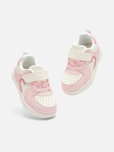 Balabala Kids Classic White Low-Top Casual Trainers - 4-5 Years Child-Sized School Shoes for Boys & Girls, 2026 Spring Style, Protective Toe Cap, Ultra-Lightweight Cushioned Sole, Child-Sized Trainers
