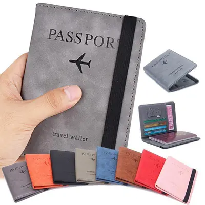 Premium PU Leather RFID Blocking Unisex Passport Cover - Compact Travel Accessory with Matt Protector, Elastic Band, Spacious Design, Multi-Functional Card Organizer Compartments for International & Daily Use, Travel Accessories