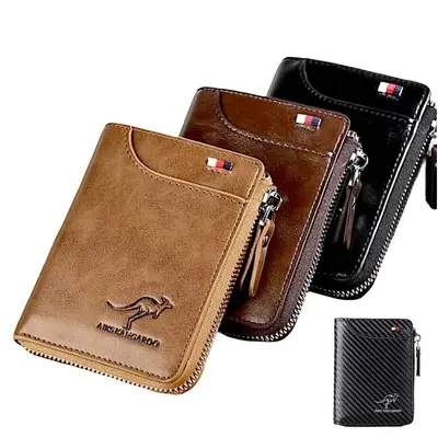 Men's Slim PU Leather Bifold RFID Blocking Wallet - Waterproof Zipper Compartment, Multiple Card & ID Slots, Sports & Outdoor Everyday Essential, Father’s Day Gift, Mens Gifts, Bifold Wallet,summerwins,father'sdaygifts,campingessentials,campinggear