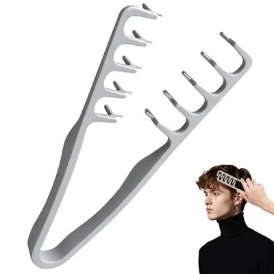 Men’s 2-Piece Fluffy Haircare Texture Comb - Dual-Sided Wide & Fine-Tooth, Non-Slip Compact Lightweight Travel Hair Tool for Roots Lift, Volume, Shaping Spray Compatibility (Silver, Pink), Hair Tools