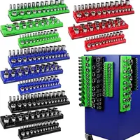 【DealsForYouDays】Magnetic Socket Organizer Set, 6 Pieces Various specifications, 1/2-inch, 3/8-inch, 1/4-inch Drive, Holds 143 SAE&Metric Sockets, Red & Blue, Professional Quality Tools Organizer Hardware Heavy Duty #TikTokShopBlackFriday