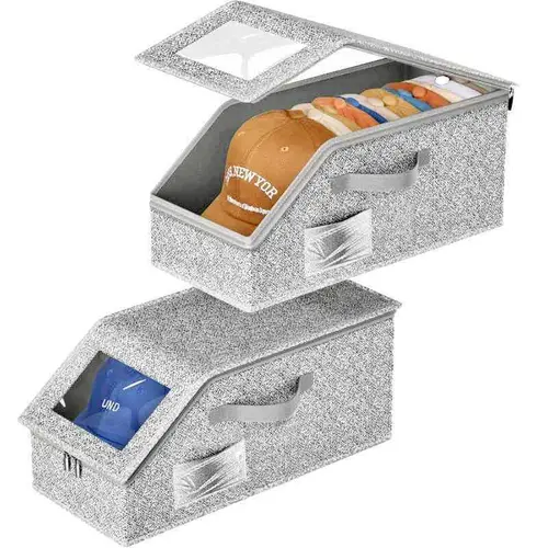 Stackable Baseball Cap Storage Boxes - Durable Foldable Eco-Friendly Cardboard Hat Organizer, Holds Up to 24 Hats, Men's Closet Storage Organization Solution, Father's Day Gifts, Organization Ideas