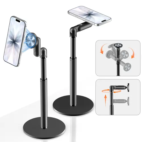Deals For You Days MagSafe 360 Adjustable iPhone iPad Desk Mount, Portable Universal MagStand Phone Holder, Sturdy Aluminum Alloy Adjustable Display Base, Vlogging Live Broadcast, Perfect for Stable Filming or Table Live Streaming Cellphone, Vtrusta