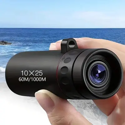 10×25 High-Magnification Monocular Telescope for Adults, Compact Lightweight Rubber-Designed with Ergonomic Grip, Fixed Focus for Hiking, Birdwatching