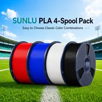 SUNLU 4kg PLA/PLA+  3D Printer Filament Bundle Multicolor, Neatly Wound PLA Filament 1.75mm ±0.02mm, Individually Vacuum Packed, 4kg in Total, 1kg per Spool, 4 Pack, 4000g 4033