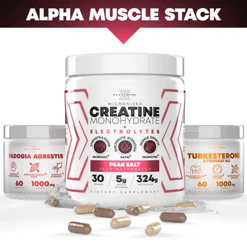 Alpha Muscle Stack | Natural Testosterone Booster & TRT Alternative | Muscle, Strength &  Edible Natural Testosterone Booster Pre Workout Fitness Supplement MenPerformance Support Plant Based Supplement Dietary