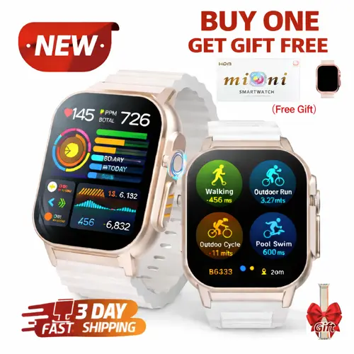 [Summer Special Gift] Smartwatch with Dual Straps – 2.02” HD Display, Bluetooth Calling, Outdoor Fitness & Health Tracking, Smart Wear for Men&Women