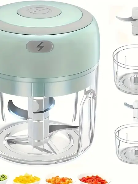 [Electric USB Masher Machine] USB Mini Garlic Chopper & Meat Grinder | 1200 RPM Motor, 100/250ml Capacity | Compact for Camping, Small Kitchens Vegetable Slicer