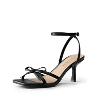 【Deals For You Days】DREAM PAIRS Women's Elegant Kitten Heel Sandals - Decor-Enhanced Bow-Knot, Square Open-Toe, Strappy Adjustable Straps, Cushioned Insole, Anti-Slip Sole, Ideal for Romantic Parties & Weddings, Summer Footwear, Elegant Sandals