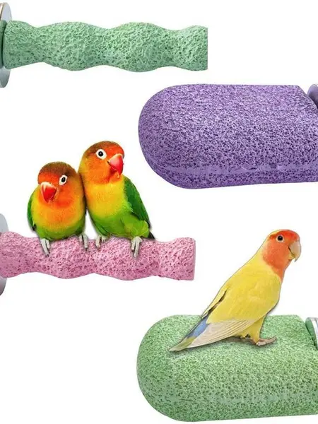 4PCS Bird Beak Grinding Stone - Parrot Cage Perch Foot Trimmer Chew Toys