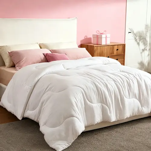 SummerWins【BEDLORE】Wave Quilted Comforter Duvet Insert, Soft Down Alternative with Corner Tabs, All-Season Comforter, Machine Washable for Bedroom Use Soft Bedding Sets Breathable Bedding Set