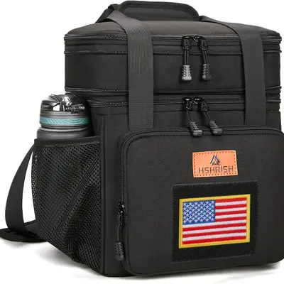 HSHRISH LB04 Expandable Large Tactical Lunch Box for Adults Durable Insulated Soft Cooler Bag with Shoulder Strap 20 Can 16 L for Work Outdoor Picnic Trips