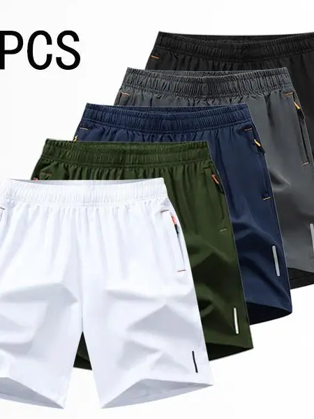 Men’s athletic shorts set,beach vacationoutfit multi-pack available in various colors including gray and black, featuring zippered pockets that combine comfort and style.,summerwins