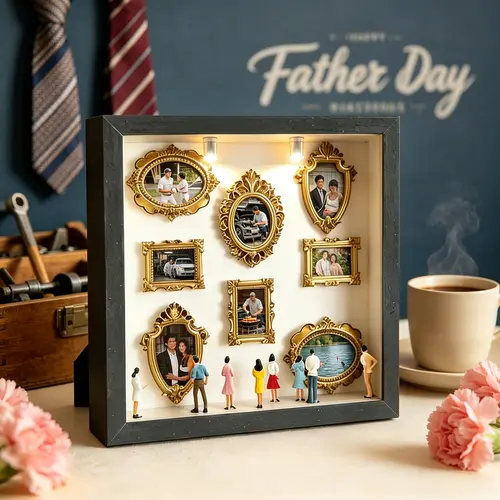 Classic Baroque DIY Mini Museum Photo Frame - Room Decor DIY Shadow Box Memory Center with LED Lights, Figures, Custom Family Picture Display, Anniversary Gift for Him, Birthday Gifts for BF
