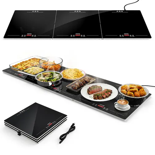 FEPPO 2026 Electric Warming Tray (Extra Long 47”x15”) with Independent Temp & Timer Control, Food Warmers for Parties Buffet with 10 Temp Settings and Timer for Parties Buffet, Gatherings  summerwins